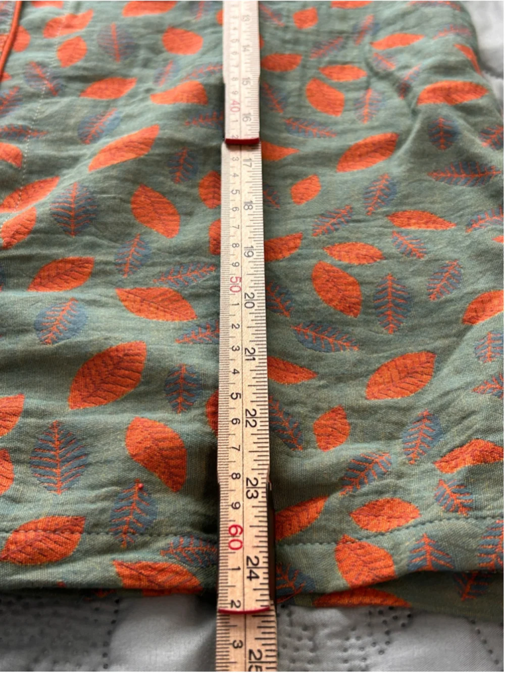 Xilinuo Pajama Set Women’s M Green Orange Leaf Print 100% Cotton NWT